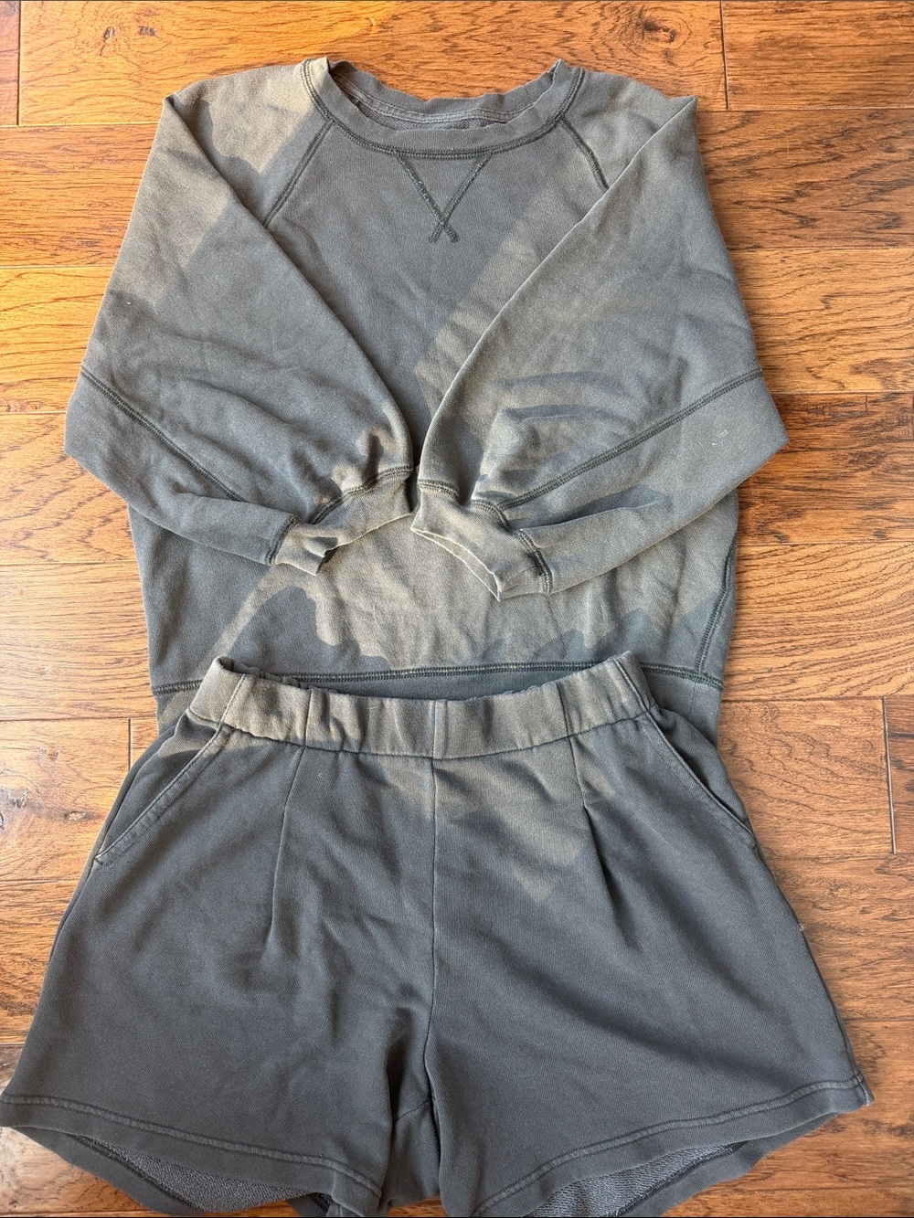 Aerie Dark Grey Matching Shorts & Sweatshirt Set